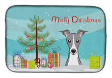 Load image into Gallery viewer, Christmas Tree and Italian Greyhound Dish Drying Mat – Absorbent, Artistic Kitchen Essentials BB1608DDM