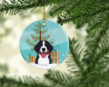 Load image into Gallery viewer, Christmas Tree and Bernese Mountain Dog Ornament - Round Ceramic Ornament – Artist-Designed Keepsake Decoration BB1609CO1
