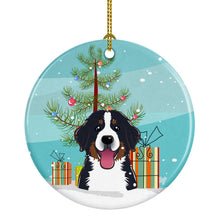 Load image into Gallery viewer, Christmas Tree and Bernese Mountain Dog Ornament - Round Ceramic Ornament – Artist-Designed Keepsake Decoration BB1609CO1