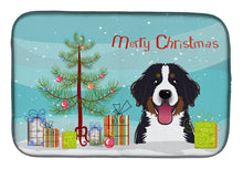 Load image into Gallery viewer, Christmas Tree and Bernese Mountain Dog Dish Drying Mat – Absorbent, Artistic Kitchen Essentials BB1609DDM