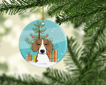 Load image into Gallery viewer, Christmas Tree and Beagle Ornament - Round Ceramic Ornament – Artist-Designed Keepsake Decoration BB1611CO1