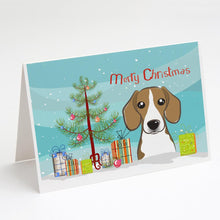 Load image into Gallery viewer, Christmas Tree and Beagle Greeting Cards -  Blank Note Cards – 8-Pack of Artist-Designed Cards with Envelopes