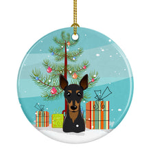 Load image into Gallery viewer, Christmas Tree and Min Pin Ornament - Round Ceramic Ornament – Artist-Designed Keepsake Decoration BB1612CO1