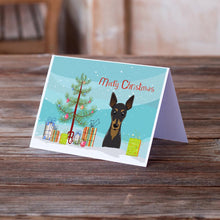 Load image into Gallery viewer, Christmas Tree and Min Pin Greeting Cards -  Blank Note Cards – 8-Pack of Artist-Designed Cards with Envelopes