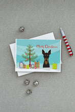 Load image into Gallery viewer, Christmas Tree and Min Pin Greeting Cards -  Blank Note Cards – 8-Pack of Artist-Designed Cards with Envelopes