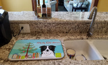 Load image into Gallery viewer, Christmas Tree and Border Collie Dish Drying Mat – Absorbent, Artistic Kitchen Essentials BB1613DDM
