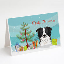 Load image into Gallery viewer, Christmas Tree and Border Collie Greeting Cards -  Blank Note Cards – 8-Pack of Artist-Designed Cards with Envelopes