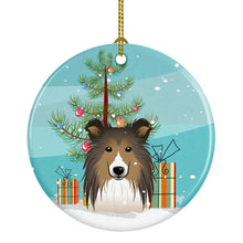 Load image into Gallery viewer, Christmas Tree and Sheltie Ornament - Round Ceramic Ornament – Artist-Designed Keepsake Decoration BB1614CO1