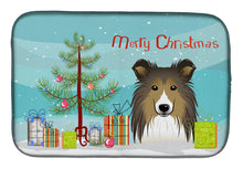 Load image into Gallery viewer, Christmas Tree and Sheltie Dish Drying Mat – Absorbent, Artistic Kitchen Essentials BB1614DDM