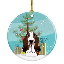 Load image into Gallery viewer, Christmas Tree and Basset Hound Ornament - Round Ceramic Ornament – Artist-Designed Keepsake Decoration BB1615CO1