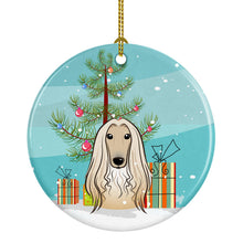 Load image into Gallery viewer, Christmas Tree and Afghan Hound Ornament - Round Ceramic Ornament – Artist-Designed Keepsake Decoration BB1616CO1