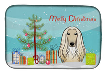 Load image into Gallery viewer, Christmas Tree and Afghan Hound Dish Drying Mat – Absorbent, Artistic Kitchen Essentials BB1616DDM