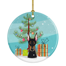 Load image into Gallery viewer, Christmas Tree and Doberman Ornament - Round Ceramic Ornament – Artist-Designed Keepsake Decoration BB1617CO1