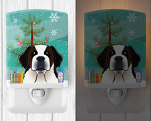 Load image into Gallery viewer, Christmas Tree and Saint Bernard Ceramic Night Light BB1618CNL