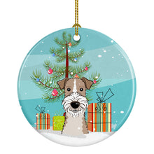 Load image into Gallery viewer, Christmas Tree and Wire Haired Fox Terrier Ornament - Round Ceramic Ornament – Artist-Designed Keepsake Decoration BB1619CO1