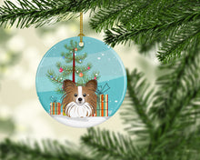 Load image into Gallery viewer, Christmas Tree and Papillon Ornament - Round Ceramic Ornament – Artist-Designed Keepsake Decoration BB1620CO1