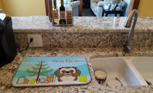 Load image into Gallery viewer, Christmas Tree and Chocolate Brown Shih Tzu Dish Drying Mat – Absorbent, Artistic Kitchen Essentials BB1621DDM