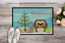 Load image into Gallery viewer, Christmas Tree and Chocolate Brown Shih Tzu Doormat - 24x36 Decorative Floor Mat – Indoor/Outdoor Rug with Artistic Flair BB1621JMAT