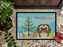 Load image into Gallery viewer, Christmas Tree and Chocolate Brown Shih Tzu Doormat - 24x36 Decorative Floor Mat – Indoor/Outdoor Rug with Artistic Flair BB1621JMAT
