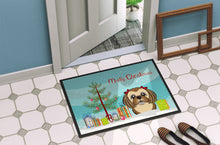 Load image into Gallery viewer, Christmas Tree and Chocolate Brown Shih Tzu Doormat - 24x36 Decorative Floor Mat – Indoor/Outdoor Rug with Artistic Flair BB1621JMAT