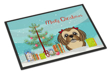 Load image into Gallery viewer, Christmas Tree and Chocolate Brown Shih Tzu Doormat - 24x36 Decorative Floor Mat – Indoor/Outdoor Rug with Artistic Flair BB1621JMAT