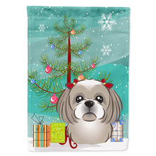 Load image into Gallery viewer, Christmas Tree and Gray Silver Shih Tzu Flag Canvas House Size BB1622CHF