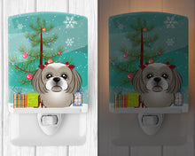 Load image into Gallery viewer, Christmas Tree and Gray Silver Shih Tzu Ceramic Night Light BB1622CNL
