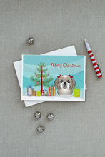 Load image into Gallery viewer, Christmas Tree and Gray Silver Shih Tzu Greeting Cards -  Blank Note Cards – 8-Pack of Artist-Designed Cards with Envelopes