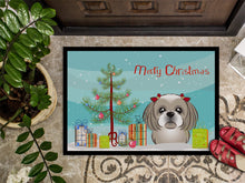 Load image into Gallery viewer, Christmas Tree and Gray Silver Shih Tzu Doormat - 24x36 Decorative Floor Mat – Indoor/Outdoor Rug with Artistic Flair BB1622JMAT