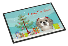 Load image into Gallery viewer, Christmas Tree and Gray Silver Shih Tzu Doormat - 24x36 Decorative Floor Mat – Indoor/Outdoor Rug with Artistic Flair BB1622JMAT