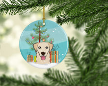 Load image into Gallery viewer, Christmas Tree and Golden Retriever Ornament - Round Ceramic Ornament – Artist-Designed Keepsake Decoration BB1624CO1