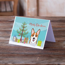 Load image into Gallery viewer, Christmas Tree and Red Corgi Greeting Cards -  Blank Note Cards – 8-Pack of Artist-Designed Cards with Envelopes