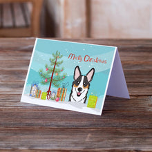 Load image into Gallery viewer, Christmas Tree and Tricolor Corgi Greeting Cards -  Blank Note Cards – 8-Pack of Artist-Designed Cards with Envelopes
