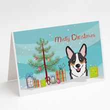 Load image into Gallery viewer, Christmas Tree and Tricolor Corgi Greeting Cards -  Blank Note Cards – 8-Pack of Artist-Designed Cards with Envelopes