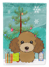 Load image into Gallery viewer, Christmas Tree and Chocolate Brown Poodle Flag Canvas House Size BB1628CHF