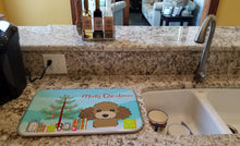Load image into Gallery viewer, Christmas Tree and Chocolate Brown Poodle Dish Drying Mat – Absorbent, Artistic Kitchen Essentials BB1628DDM