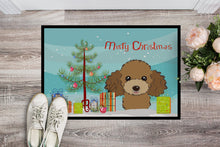 Load image into Gallery viewer, Christmas Tree and Chocolate Brown Poodle Doormat - 24x36 Decorative Floor Mat – Indoor/Outdoor Rug with Artistic Flair BB1628JMAT