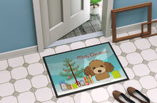 Load image into Gallery viewer, Christmas Tree and Chocolate Brown Poodle Doormat - 24x36 Decorative Floor Mat – Indoor/Outdoor Rug with Artistic Flair BB1628JMAT