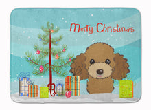 Load image into Gallery viewer, Christmas Tree and Chocolate Brown Poodle Machine Washable Memory Foam Mat BB1628RUG