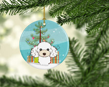 Load image into Gallery viewer, Christmas Tree and White Poodle Ornament - Round Ceramic Ornament – Artist-Designed Keepsake Decoration BB1629CO1