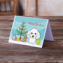 Load image into Gallery viewer, Christmas Tree and White Poodle Greeting Cards -  Blank Note Cards – 8-Pack of Artist-Designed Cards with Envelopes