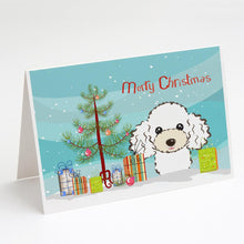 Load image into Gallery viewer, Christmas Tree and White Poodle Greeting Cards -  Blank Note Cards – 8-Pack of Artist-Designed Cards with Envelopes