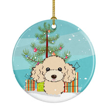 Load image into Gallery viewer, Christmas Tree and Buff Poodle Ornament - Round Ceramic Ornament – Artist-Designed Keepsake Decoration BB1630CO1