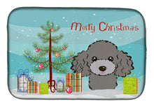 Load image into Gallery viewer, Christmas Tree and Silver Gray Poodle Dish Drying Mat – Absorbent, Artistic Kitchen Essentials BB1631DDM