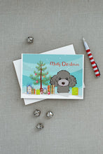 Load image into Gallery viewer, Christmas Tree and Silver Gray Poodle Greeting Cards -  Blank Note Cards – 8-Pack of Artist-Designed Cards with Envelopes