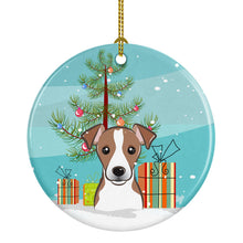 Load image into Gallery viewer, Christmas Tree and Jack Russell Terrier Ornament - Round Ceramic Ornament – Artist-Designed Keepsake Decoration BB1632CO1
