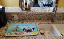 Load image into Gallery viewer, Christmas Tree and Fawn Pug Dish Drying Mat – Absorbent, Artistic Kitchen Essentials BB1634DDM