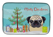 Load image into Gallery viewer, Christmas Tree and Fawn Pug Dish Drying Mat – Absorbent, Artistic Kitchen Essentials BB1634DDM