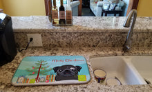 Load image into Gallery viewer, Christmas Tree and Black Pug Dish Drying Mat – Absorbent, Artistic Kitchen Essentials BB1635DDM