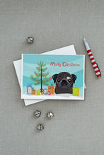 Load image into Gallery viewer, Christmas Tree and Black Pug Greeting Cards -  Blank Note Cards – 8-Pack of Artist-Designed Cards with Envelopes